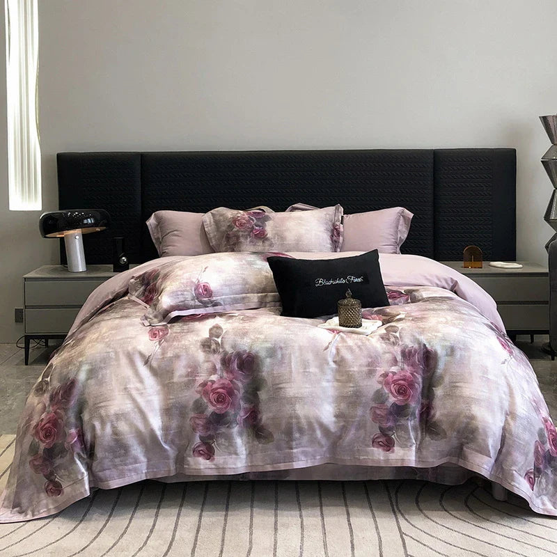 Afralia™ Vintage Rose Print Bedding Set: Duvet, Bed Sheet, Pillowcases