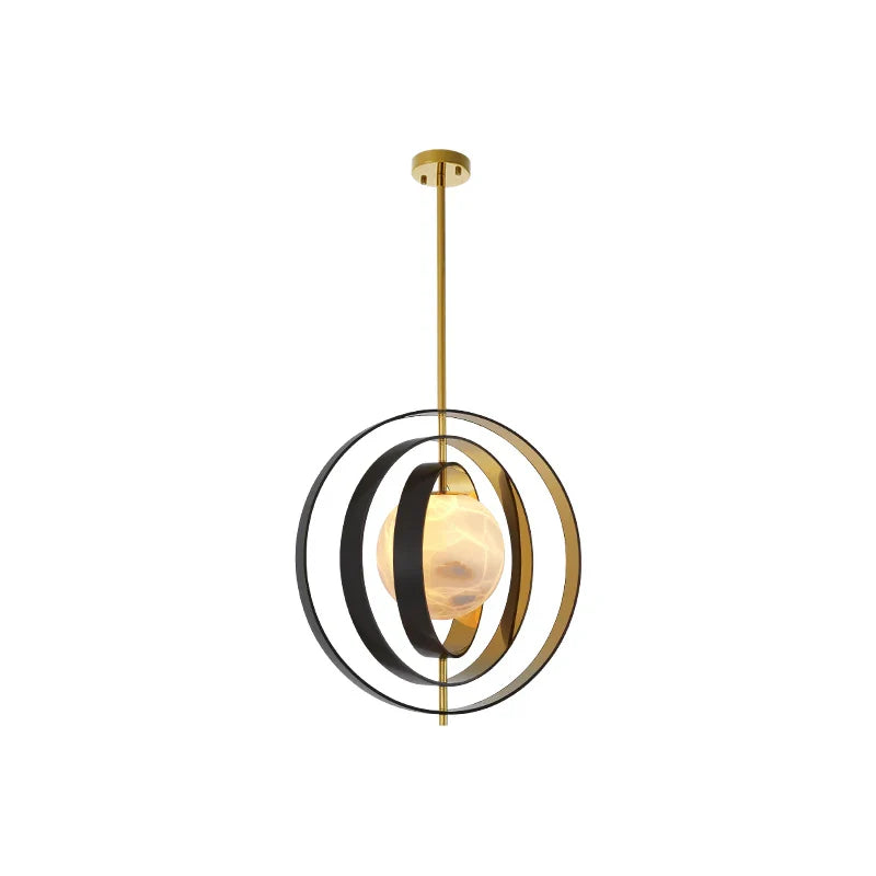 Afralia™ Marble Globe Pendant Light with Black Gold Hardware - Modern Tea Room Ceiling Decor