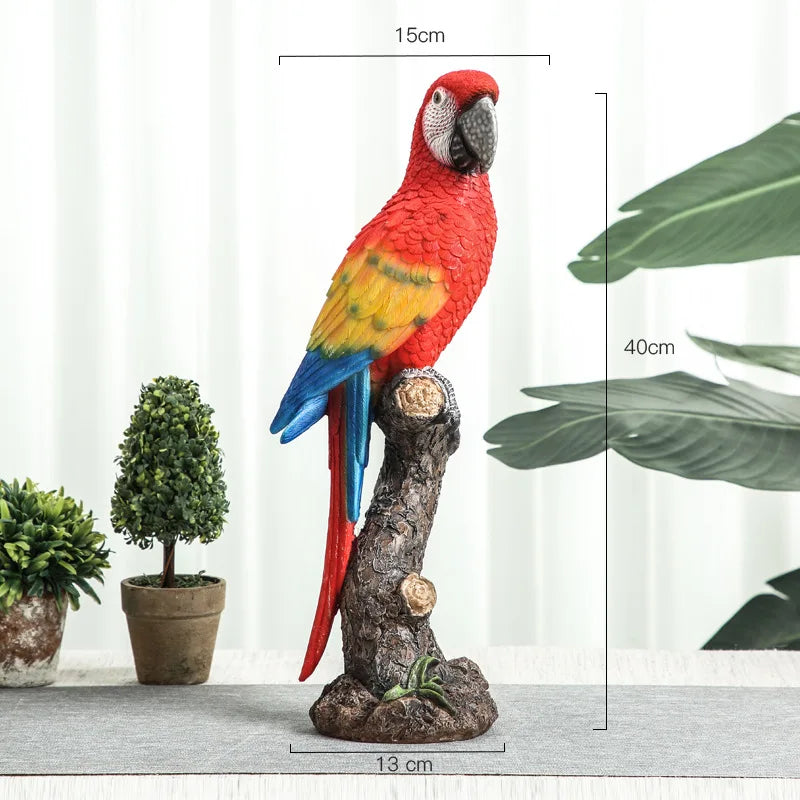 Afralia™ Vibrant Parrot Sculpture Home Decor Ornament Statuette