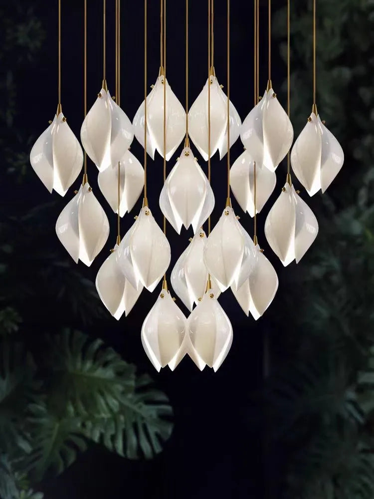 Afralia™ Magnolia Flower G9 LED Chandelier - White Luxury Pendant Light Fixtures