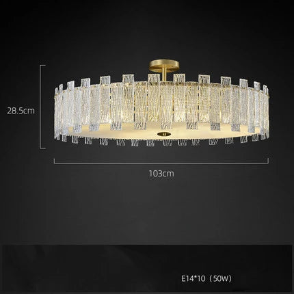 Afralia™ Rectangular Golden Copper Glass LED Chandelier for Dinning Room