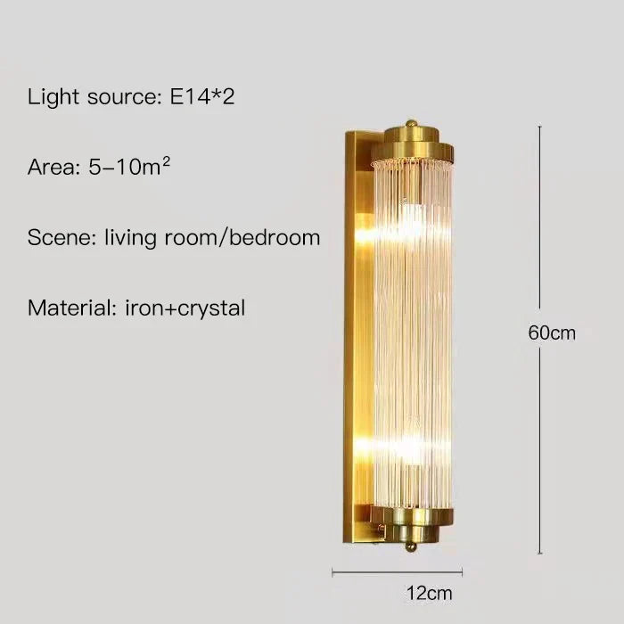 Afralia™ Crystal Wall Sconce: Copper LED Bedroom Lighting for TV Background, Dining Room