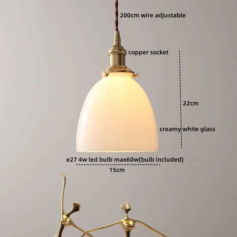 Afralia™ Copper Glass LED Pendant Lights Modern Hanging Lamp for Bar Bedroom Living Room