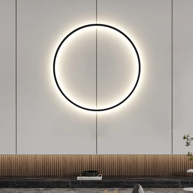 Afralia™ Dimmable Black Gold Aluminium Ring Wall Lamp for Elegant Lighting