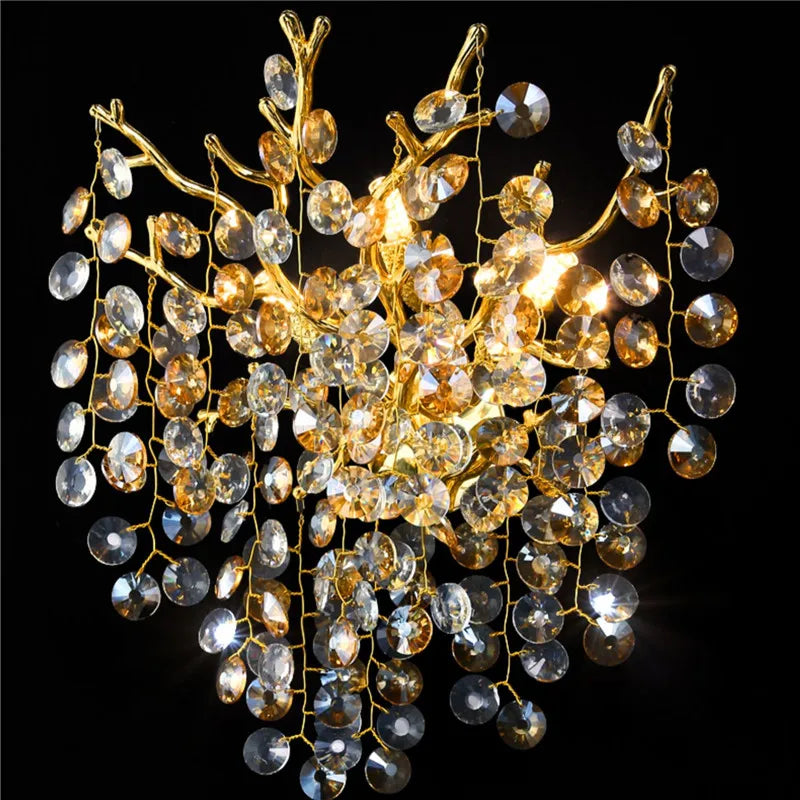 Afralia™ Crystal Luxury Wall Lamp for Living Room Bedroom Indoor Decor