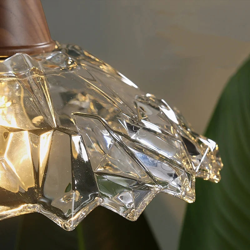 Afralia™ Modern LED Pendant Lights Glass Wood Suspension Luminaire