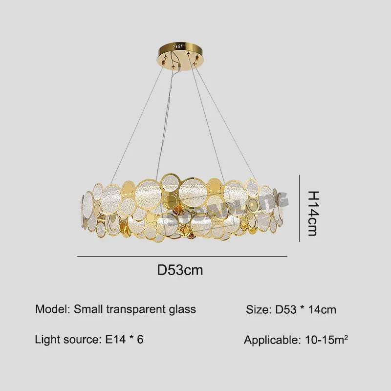 Afralia™ Stainless Steel Glass Ceiling Chandeliers LED Round Pendant Lamps for Dining Living Room