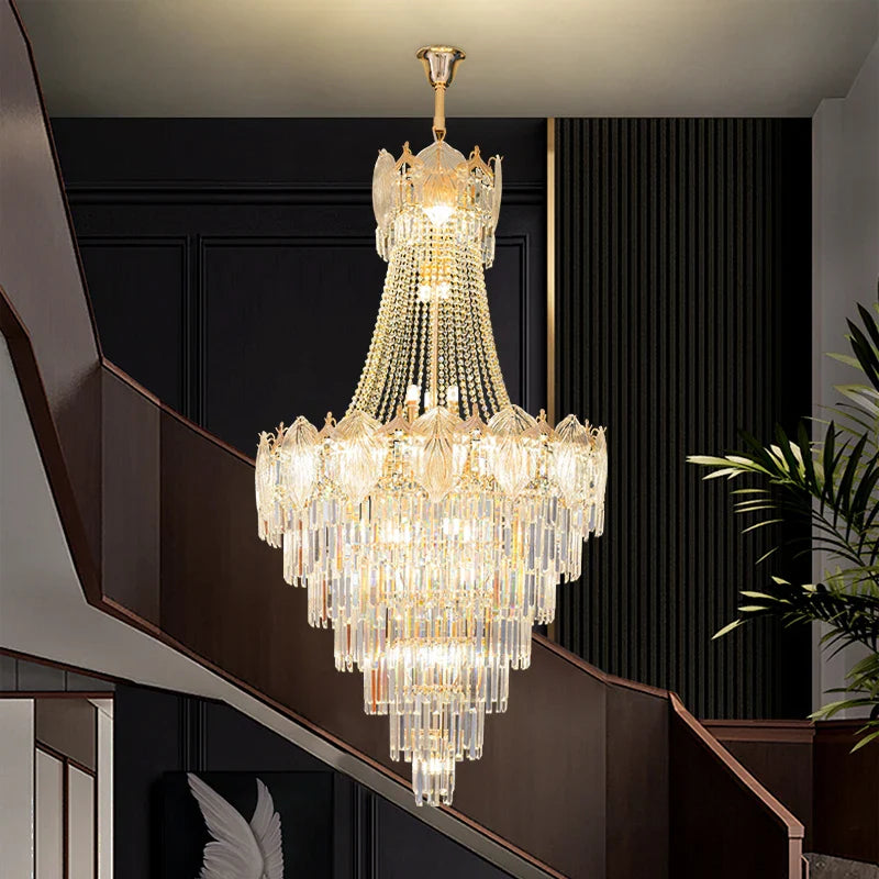 Afralia™ Elegant Simple Staircase Chandelier LED Livingroom Villa Creative Hotel Lighting