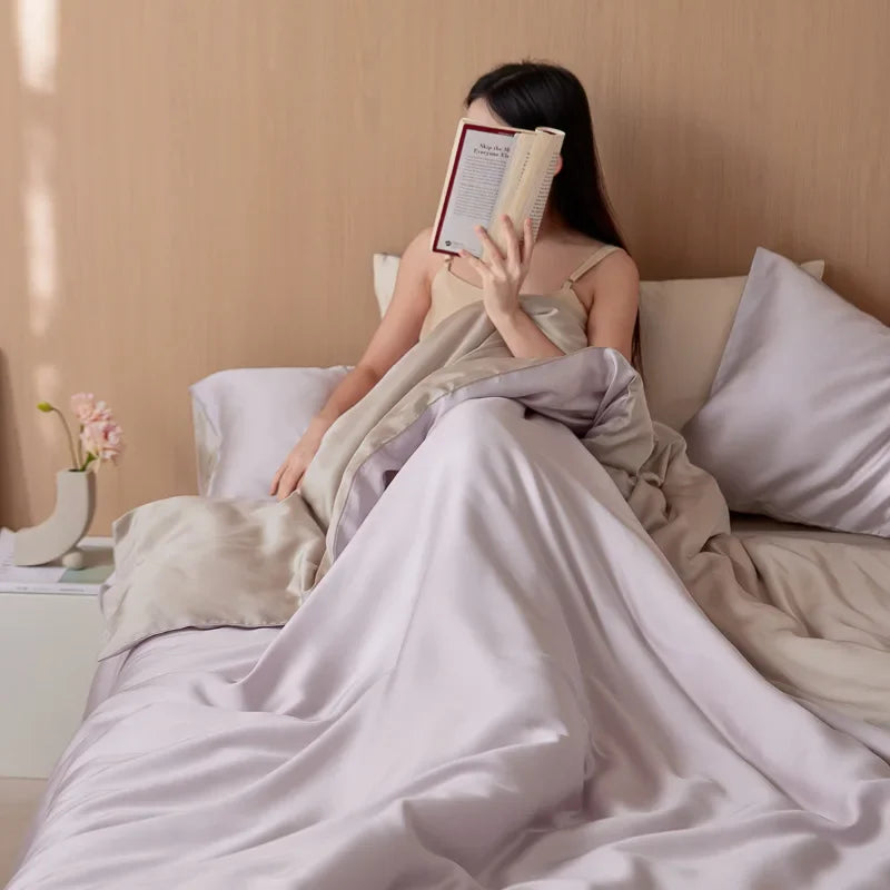 Afralia™ Rayon Bedding Set: Cooling Quilt Cover Kit for Single/Double Bed