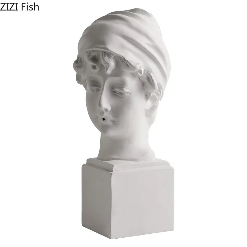 Afralia™ Resin Female Figure Sculpture Desk Ornament Room Decor White Creative Artwork