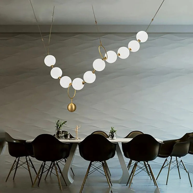 Afralia™ White Glass Ball Pendant Lights for Minimalist Dining Hall Stairwell Lighting