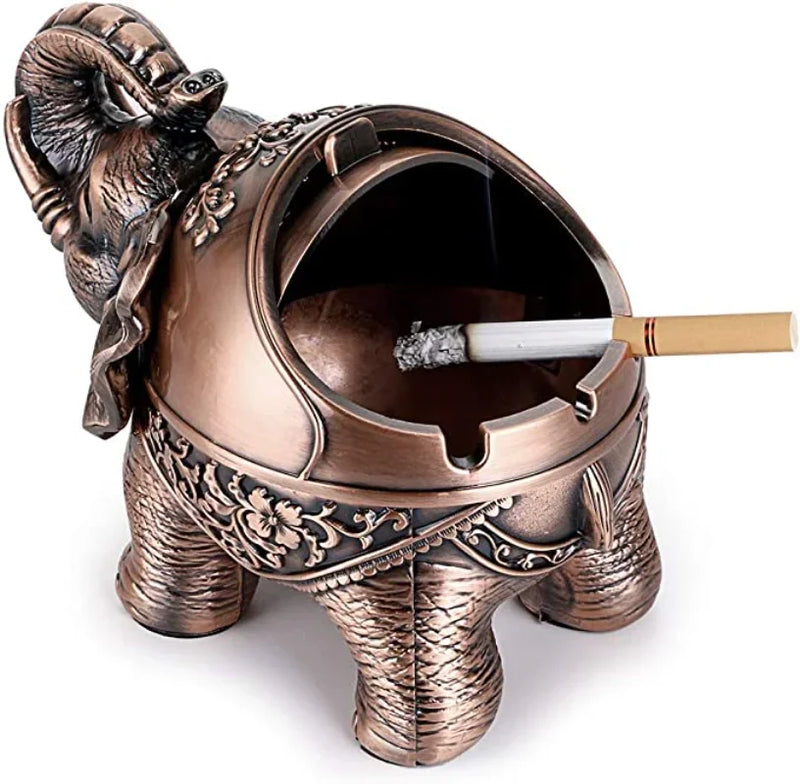 Afralia™ Elephant Shaped Windproof Ashtray with Lid for Home and Office