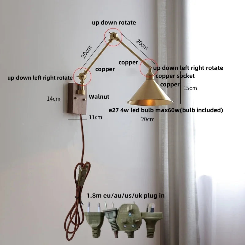 Afralia™ Swing Arm LED Wall Light Fixture for Dining Room Coffee Nodic Nodern Decor