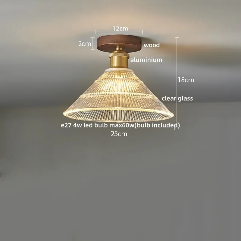 Afralia™ Wood Glass LED Ceiling Lights Modern Luminaria De Teto for Home Décor