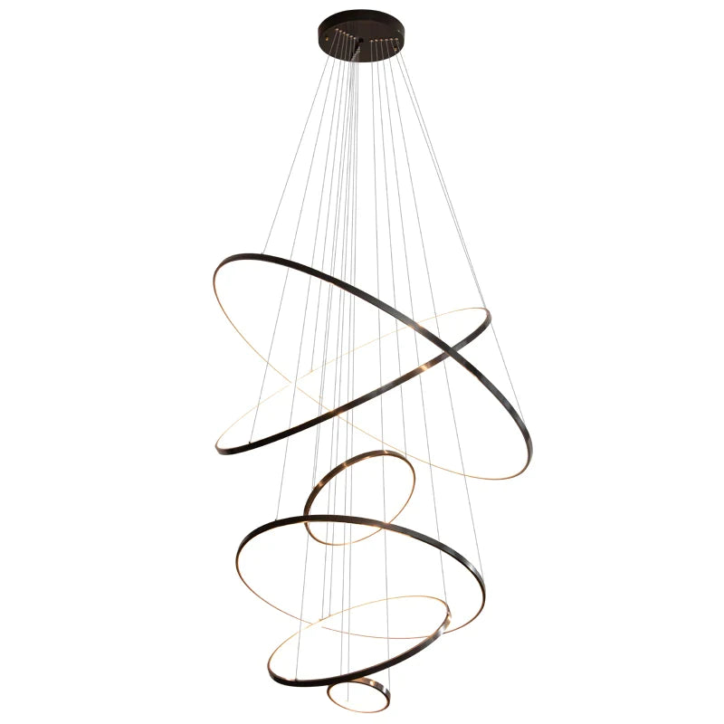 Afralia™ Copper Circle Chandelier: Modern Minimalist Luxury for Living Room, Restaurant, Villa Staircase