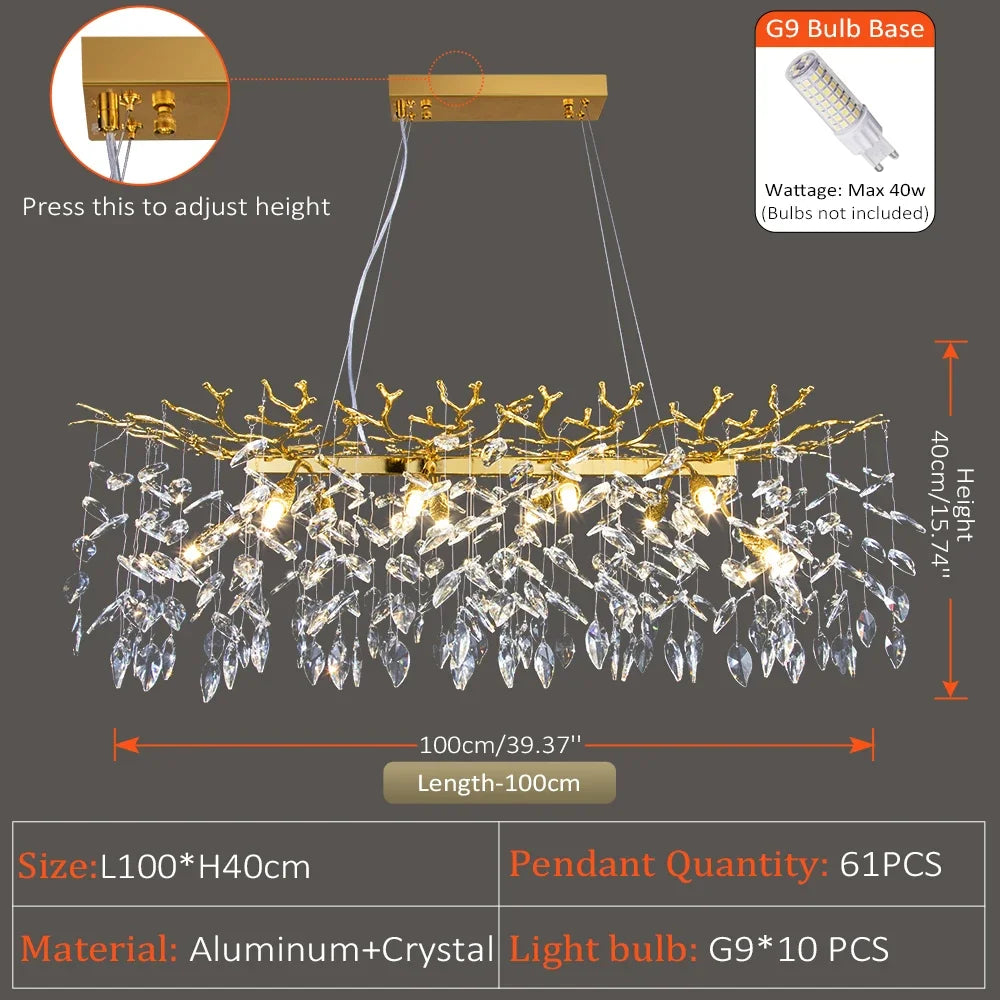 Afralia™ Crystal Suspension Pendant Light: Elegant Chandelier for Dining Room, Living Room, Kitchen