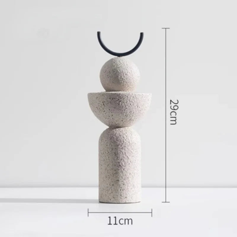 Afralia™ Geometric Sandstone Statue Art Ornaments for Home Decor