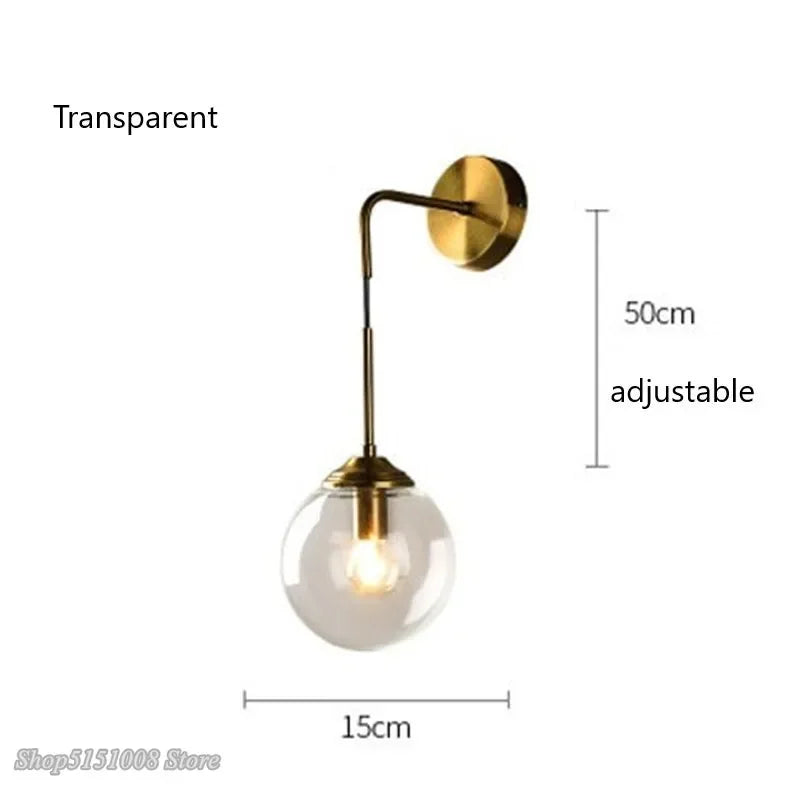 Afralia™ Vintage Ball Glass Wall Sconce LED Round Bathroom Mirror Light