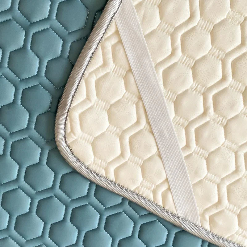 Afralia™ 4mm Latex Filled Bed Mat & Pillowcase Set - Cooling Ice Silk Sleep Mats