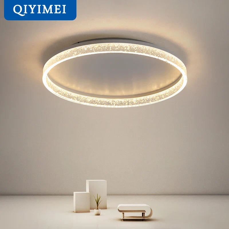 Afralia™ Round LED Chandeliers White Gold Frame for Bedroom Dining Living Room Lighting