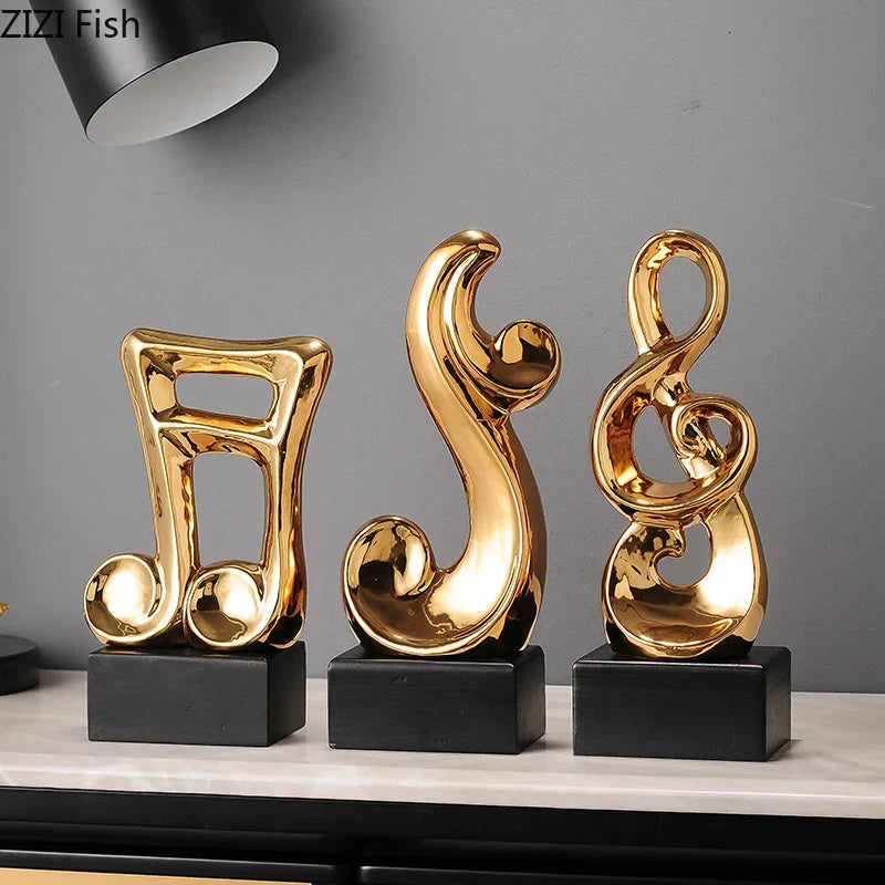 Afralia™ Musical Note Ceramic Statue Desk Decoration - Room Aesthetic Decor