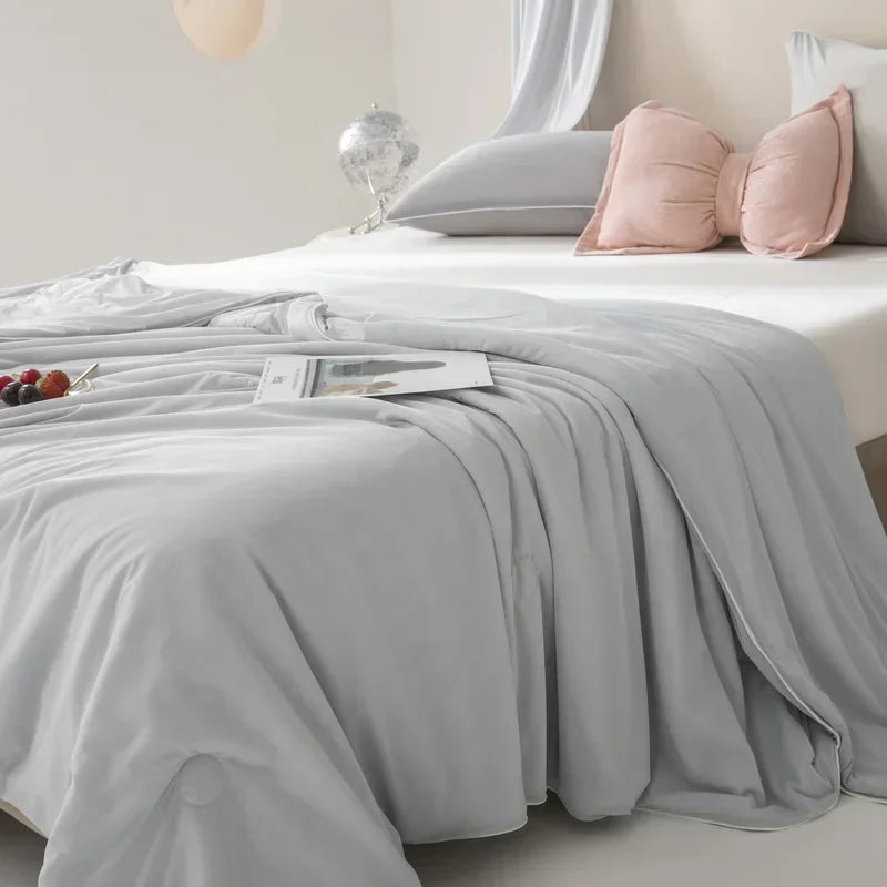 Afralia™ Silky Satin Summer Cooling Blanket Thin Quilt Lightweight Breathable Comforter