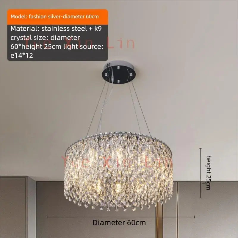 Afralia™ Nordic Crystal Chandelier LED Pendant Light for Living Room, Dining Room, and Bedroom