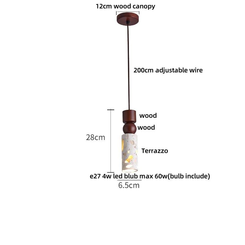 Afralia™ Natural Wood Stone Pendant Light Fixture for Home Hotel Decor