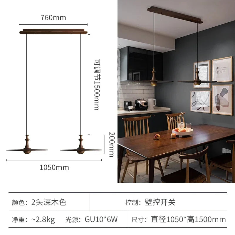 Afralia™ Solid Wood Flying Saucer Pendant Light for Home Decor and Lighting