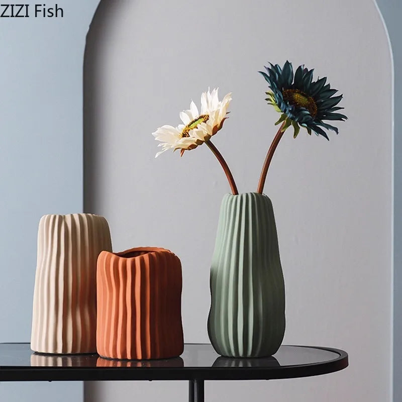 Afralia™ Irregular Ceramic Vase for Modern Floral Arrangement & Room Decor