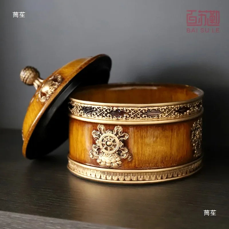 Afralia™ Tibetan Tsamba Box Butter Tea Box Storage Tank Living Room Decoration