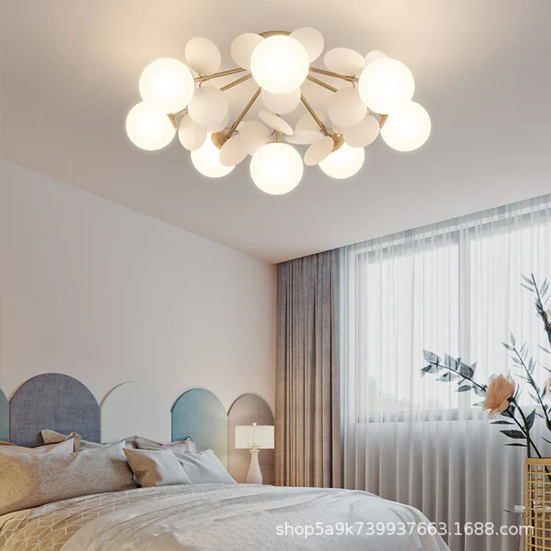 Afralia™ Kids' Room Glass Ball Chandelier, Modern LED Ceiling Light Fixture