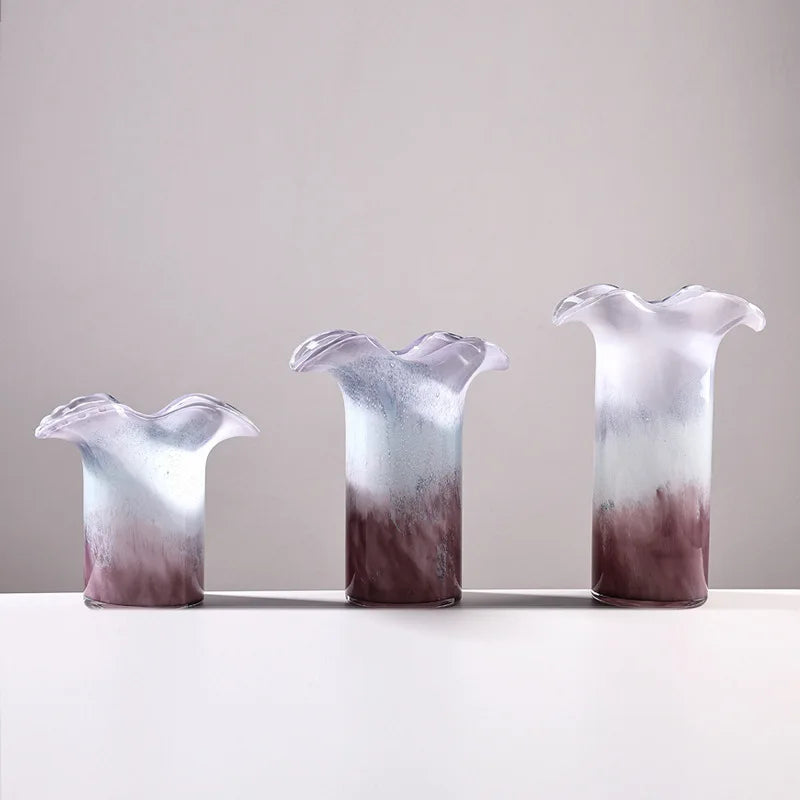 Afralia™ Purple Wave Edge Vase: Gradient Flower Arrangement Home Decor