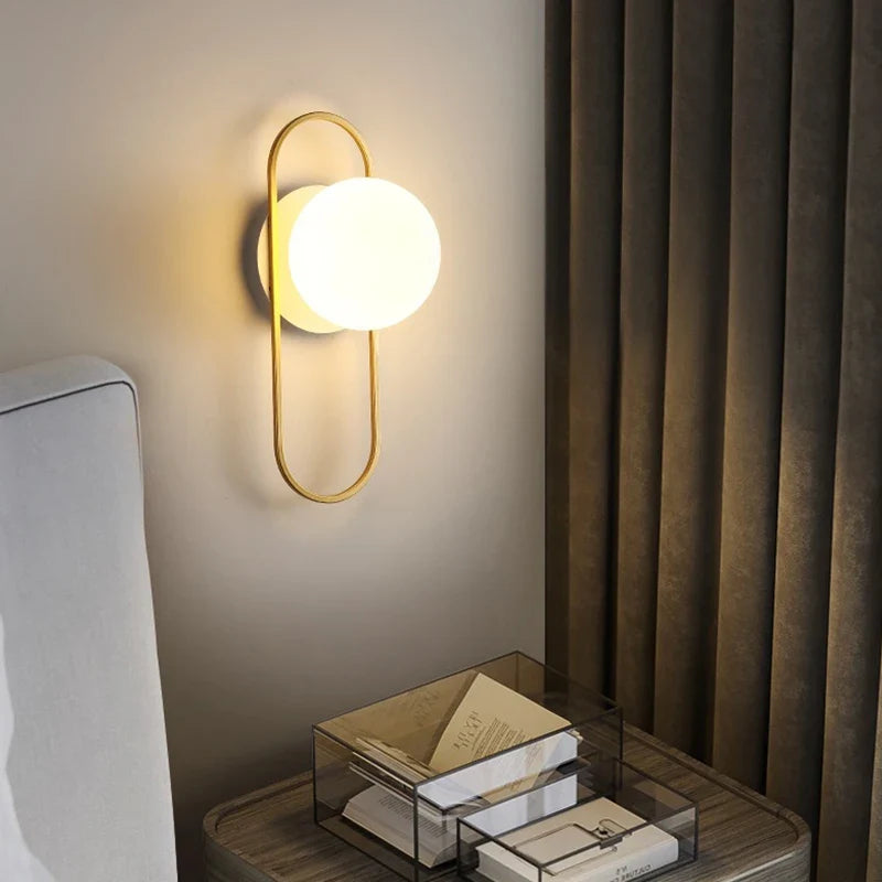 Afralia™ Modern Glass LED Wall Light Brass Sconces for Living Bedroom Bathroom Dining