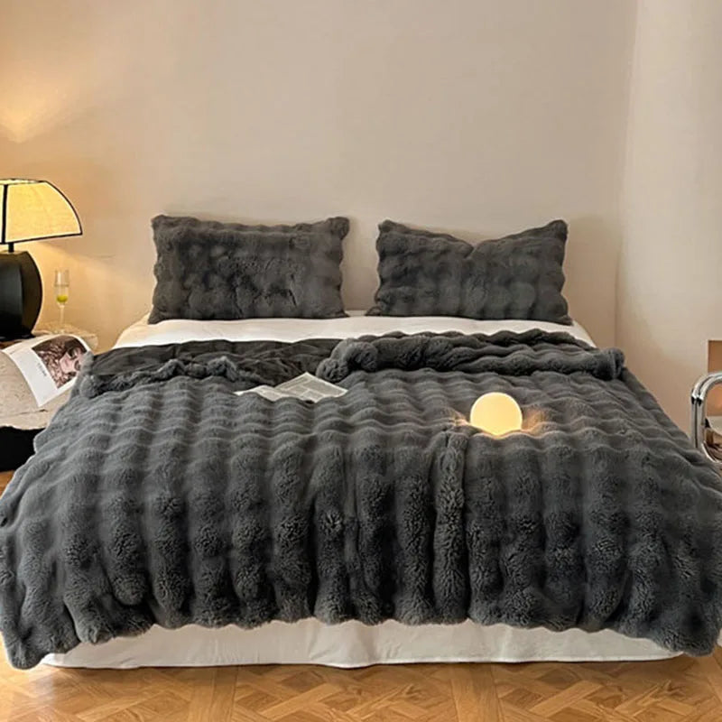 Afralia™ Faux Rabbit Fur Thicken Plush Blanket, Soft & Warm Sofa Bed Throw