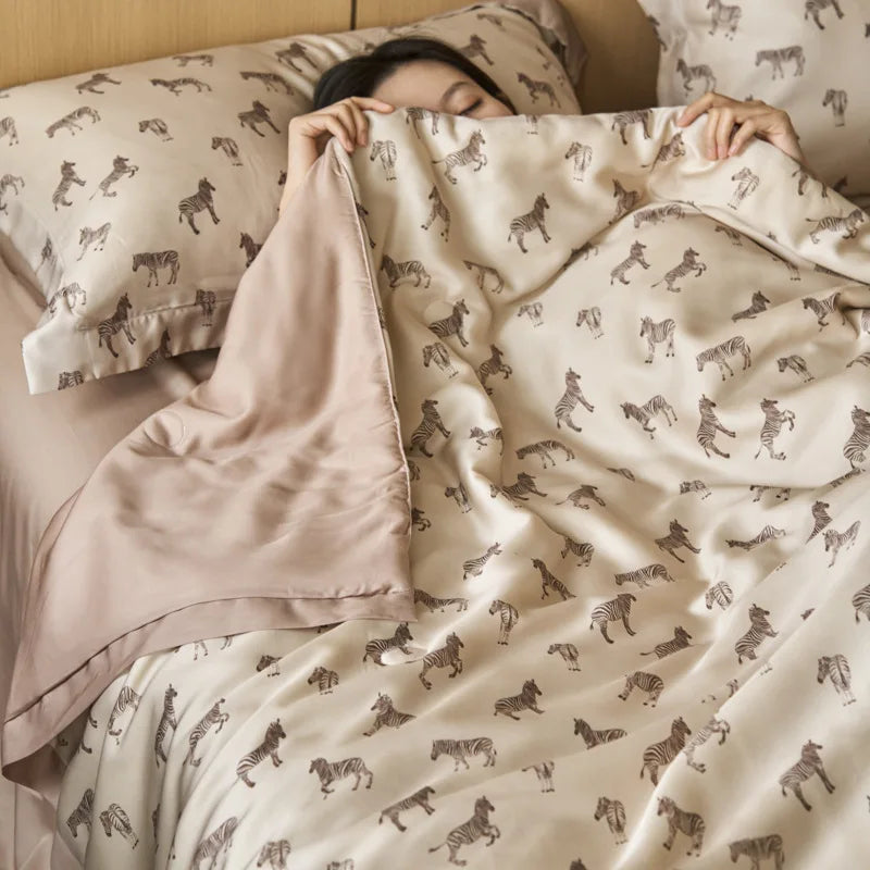 Afralia™ Nordic Satin Summer Comforter - Cooling, Silky, Breathable Quilt for Hot Flashes