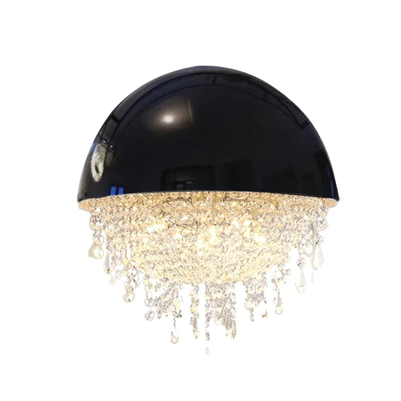 Afralia™ Modern Black White Hemisphere Hanging Chandelier Pendant Light for Living Dining Room