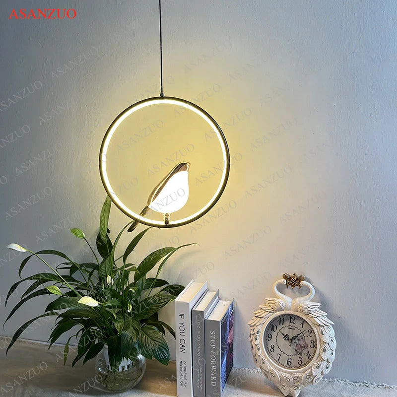 Afralia™ Magpie LED Pendant Lights - Nordic Bird Chandeliers for Living Room, Bedroom, Kitchen Island