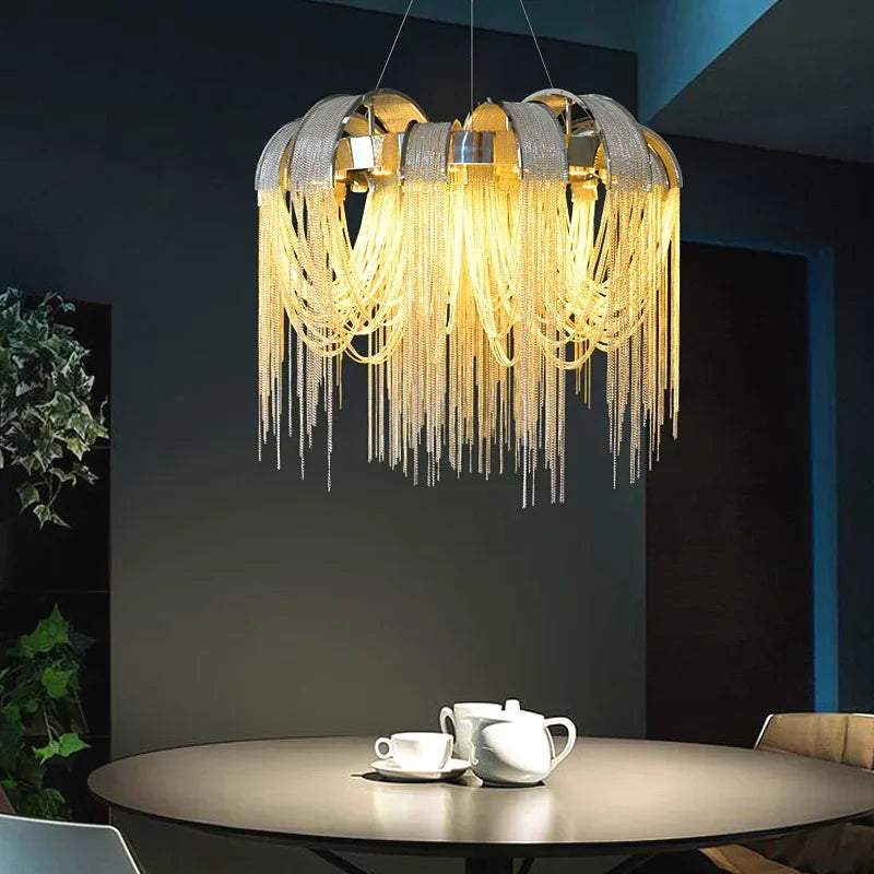 Afralia™ Tassel Chandelier: Postmodern Chain Hanging Lights for Luxury Living Spaces