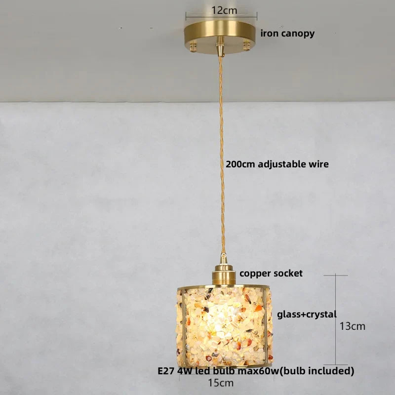 Afralia™ Crystal Glass LED Pendant Lamp with Adjustable Copper Socket for Modern Luxury Décor