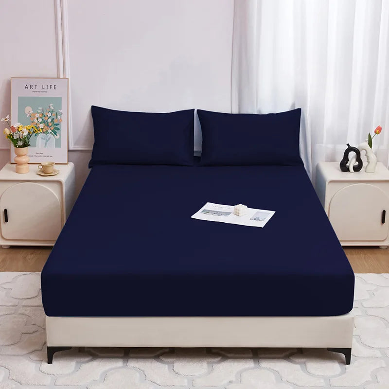 Afralia™ Single Fitted Waterproof Bed Sheet - Solid Color Mattress Protector