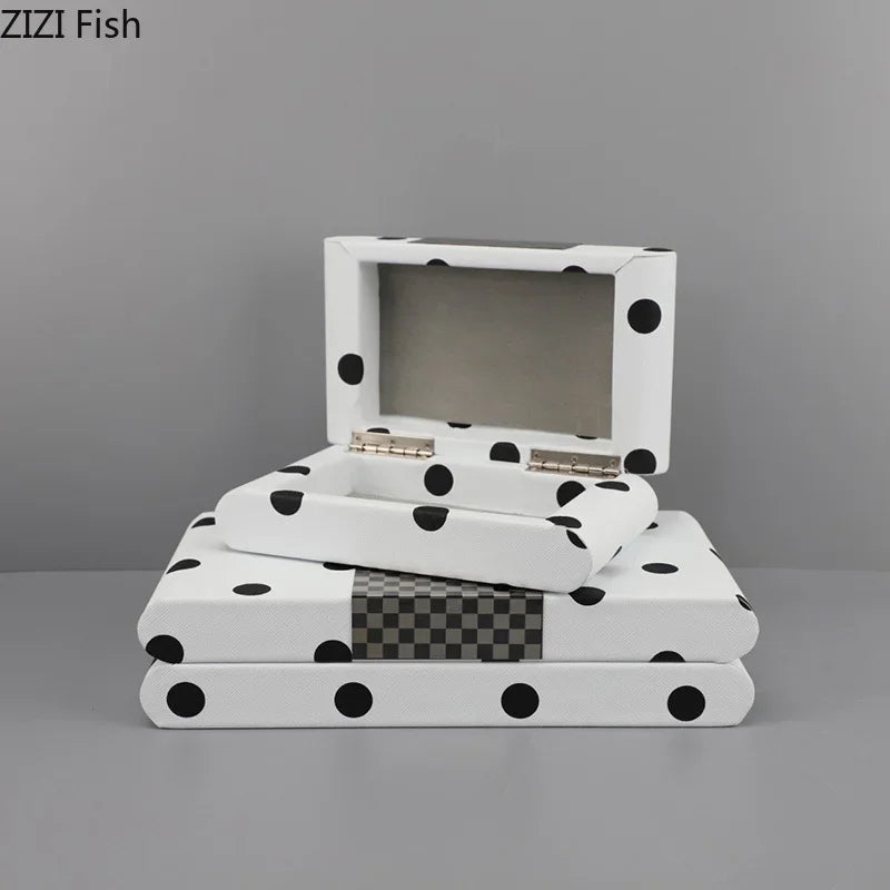 Afralia™ Polka Dots Leather Jewelry Box: Elegant Dresser Decor & Jewelry Storage Jar