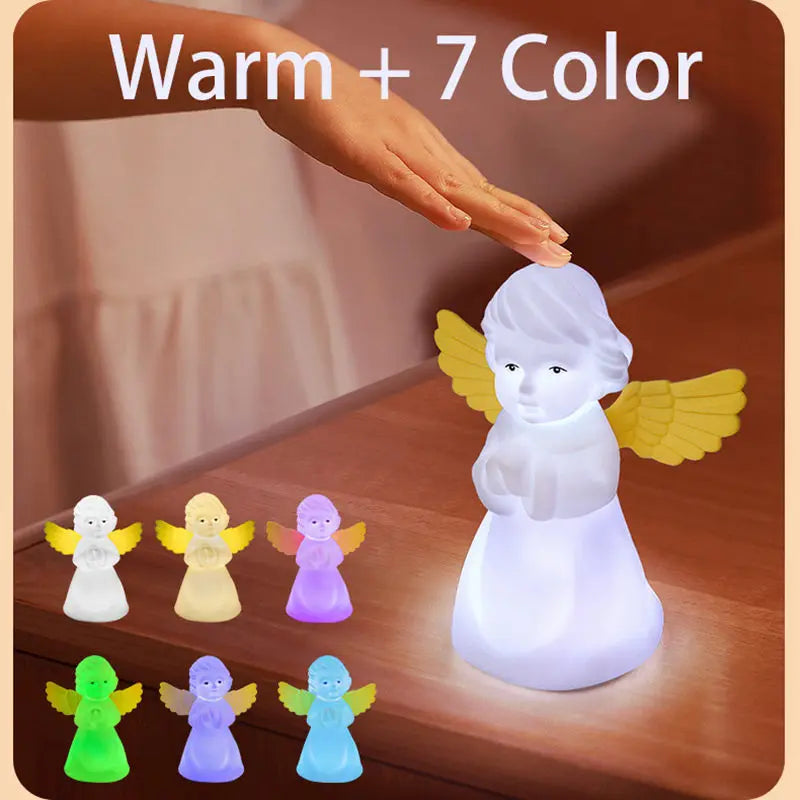 Afralia™ Cherub RGB Night Light USB Rechargeable Bedside Lamp - Child's Gift