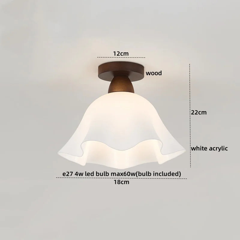 Afralia™ Wood Glass LED Ceiling Lamp Modern Kitchen Living Room Light Fixture