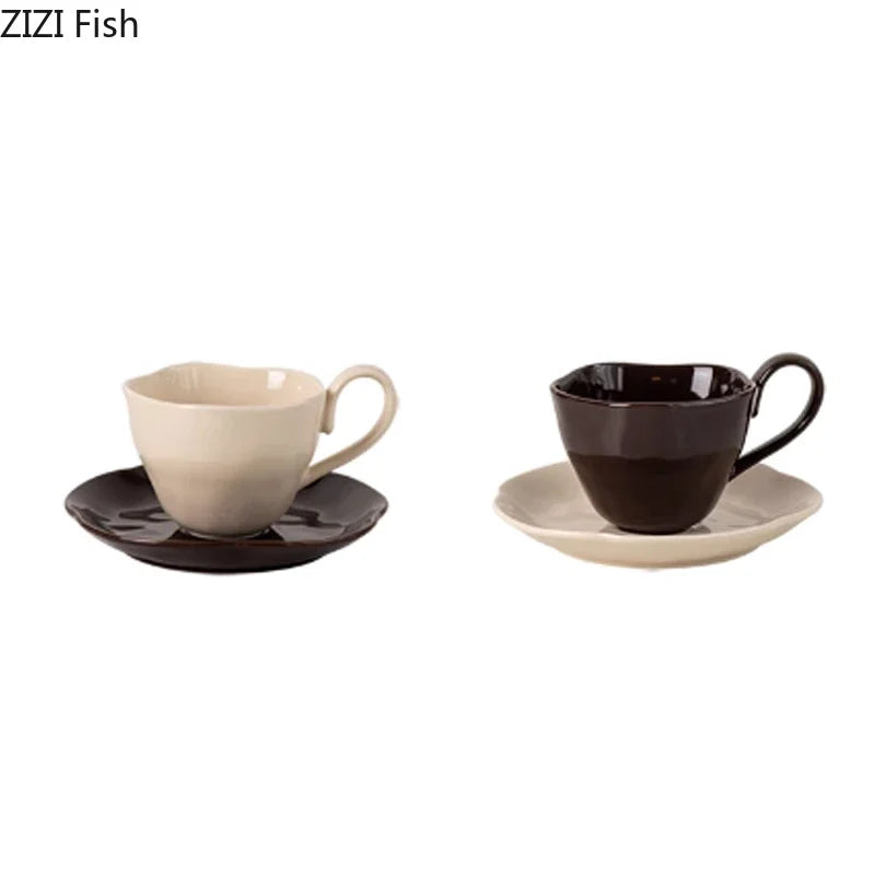 Afralia™ Flower Saucer Ceramic Tea Coffee Cup Set: Elegant Dining Table Drinkware