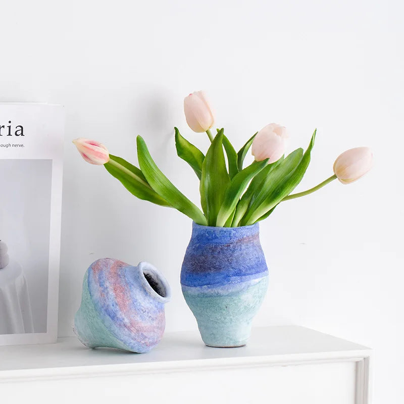 Afralia™ Gradient Ceramic Vase - Tabletop Floral Decoration