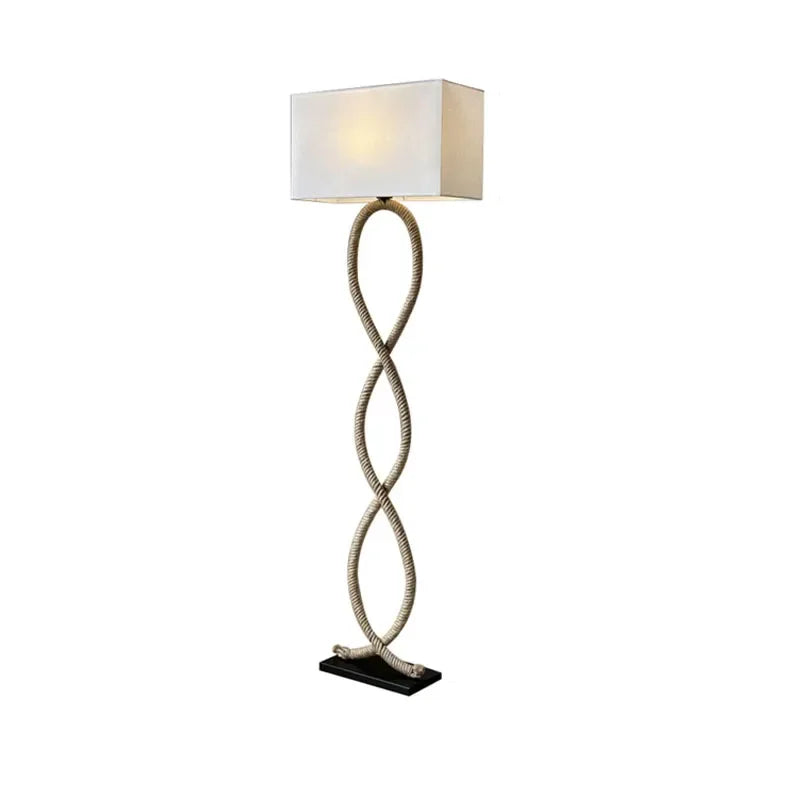 Afralia™ Hemp Rope Fabric Shade LED Floor Lamp for Home Decor