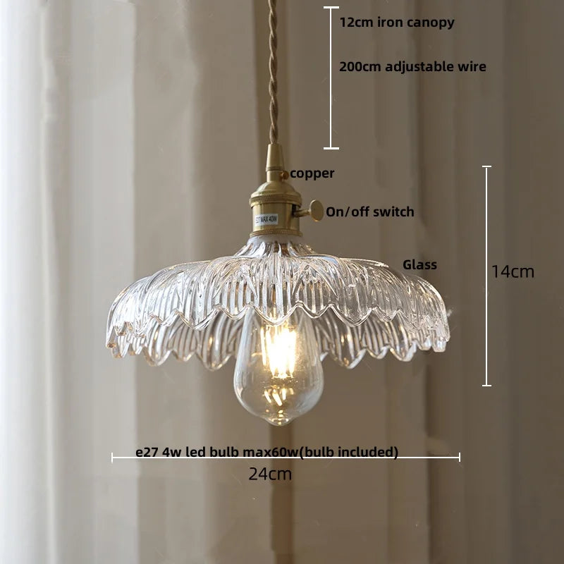 Afralia™ Amber Glass LED Pendant Lamp Modern Nordic Hanging Light