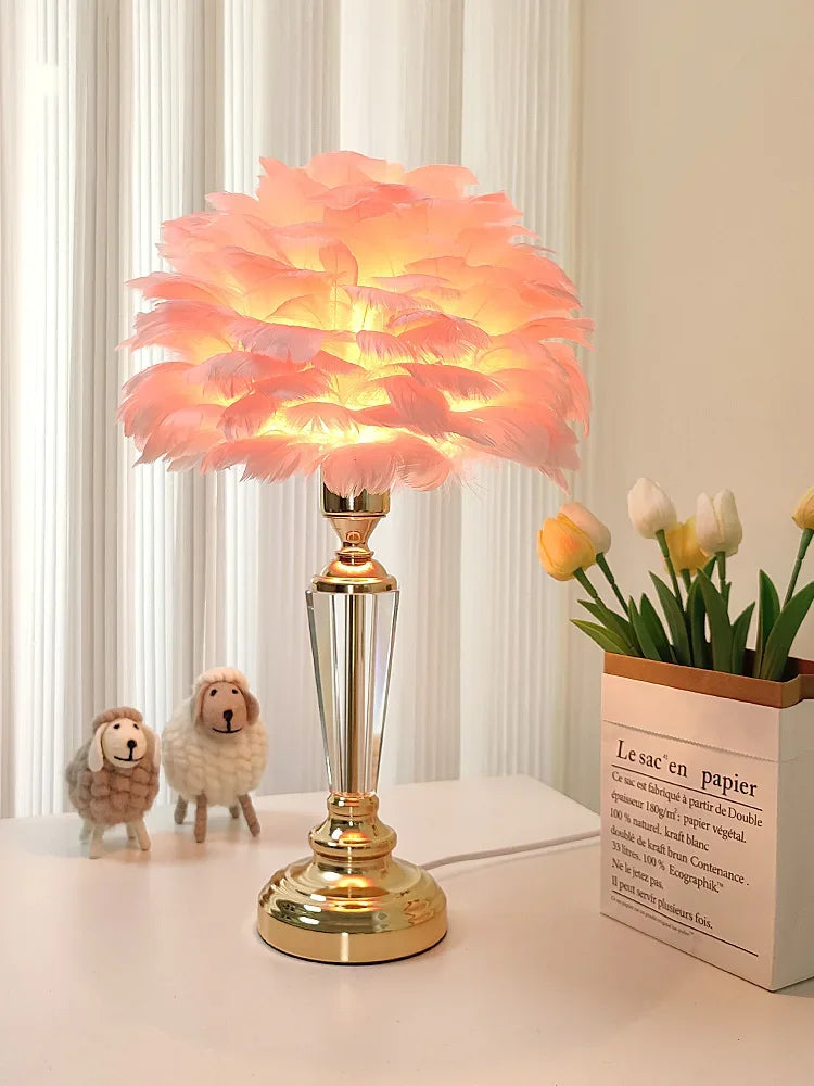 Afralia™ Romantic Feather Table Lamp for Modern Living Spaces