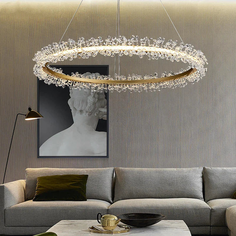 Afralia™ Modern Gold LED Crystal Chandelier for Parlor Dining Bedroom Lighting